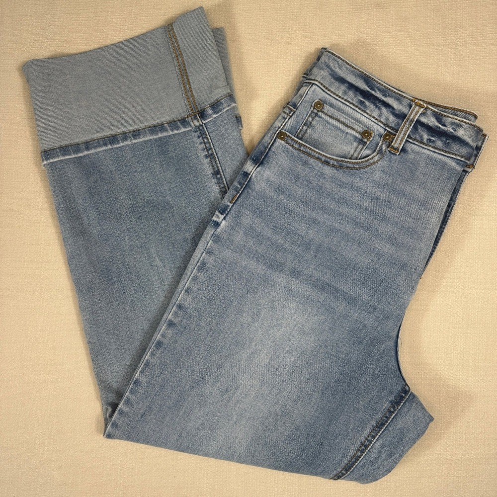 OAT New York Wide Leg Jeans Womens 8/29 Blue Excellent Cuffed High Rise Cropped
